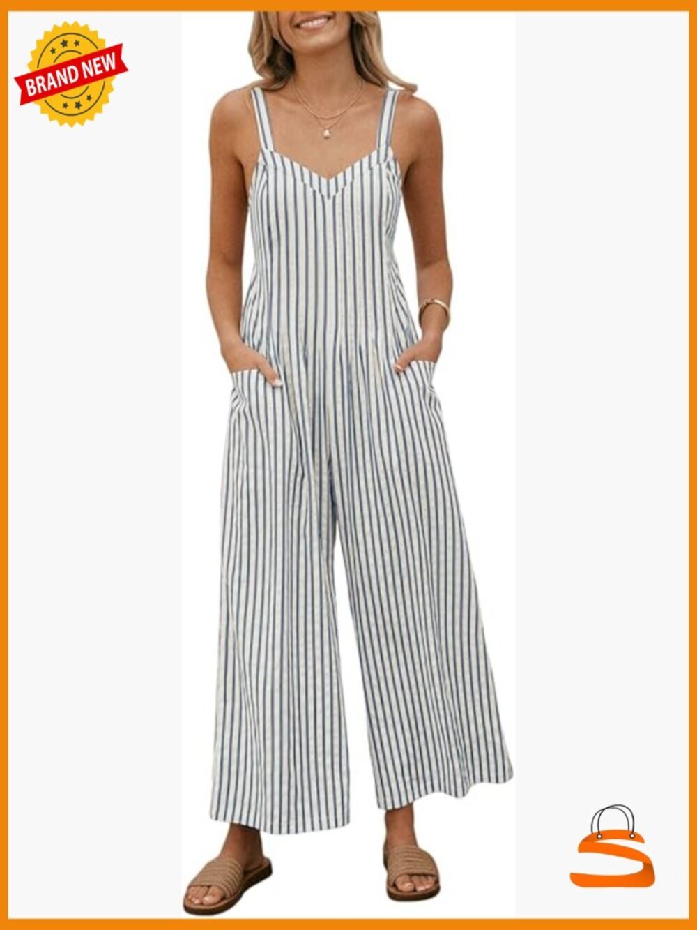 Sleeveless V-Neck Maxi Jumpsuit Wide Leg Smocked Back Cutout Casual Summer